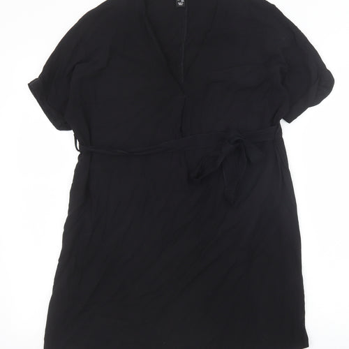 New Look Womens Black Viscose A-Line Size 10 V-Neck Pullover