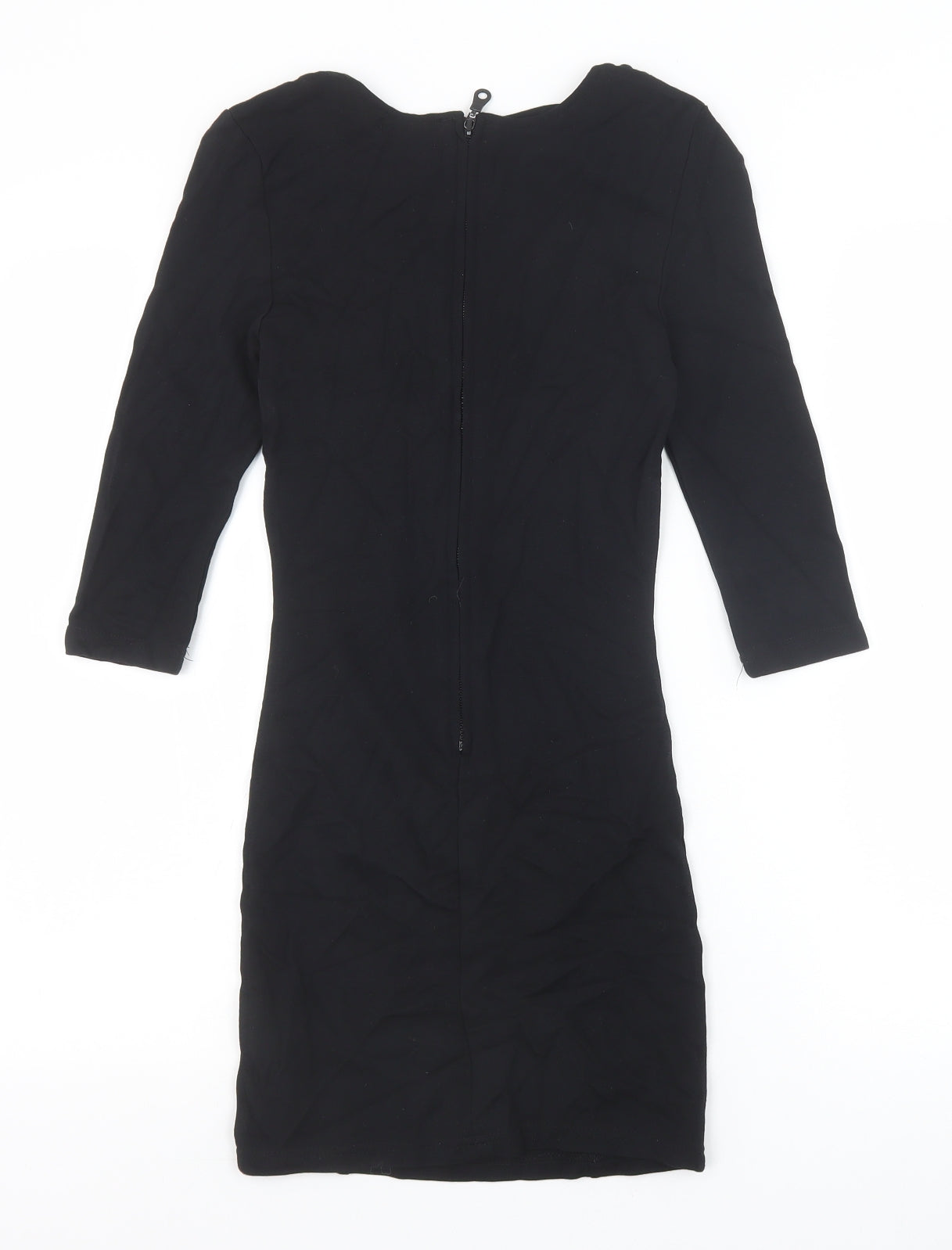 BIK BOK Womens Black Viscose Bodycon Size XS V-Neck Zip - Lattice Neck Detail
