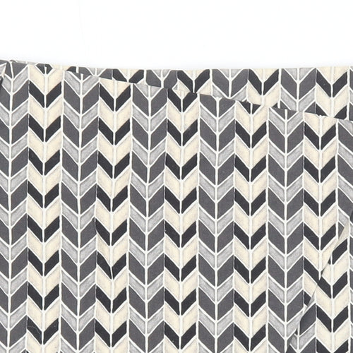 Topshop Womens Black Geometric Polyester Basic Shorts Size 14 Regular Zip