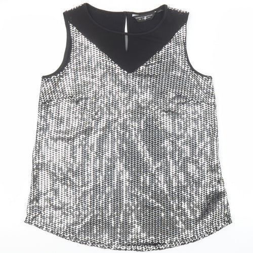 Dorothy Perkins Womens Silver Nylon Basic Tank Size 10 Round Neck