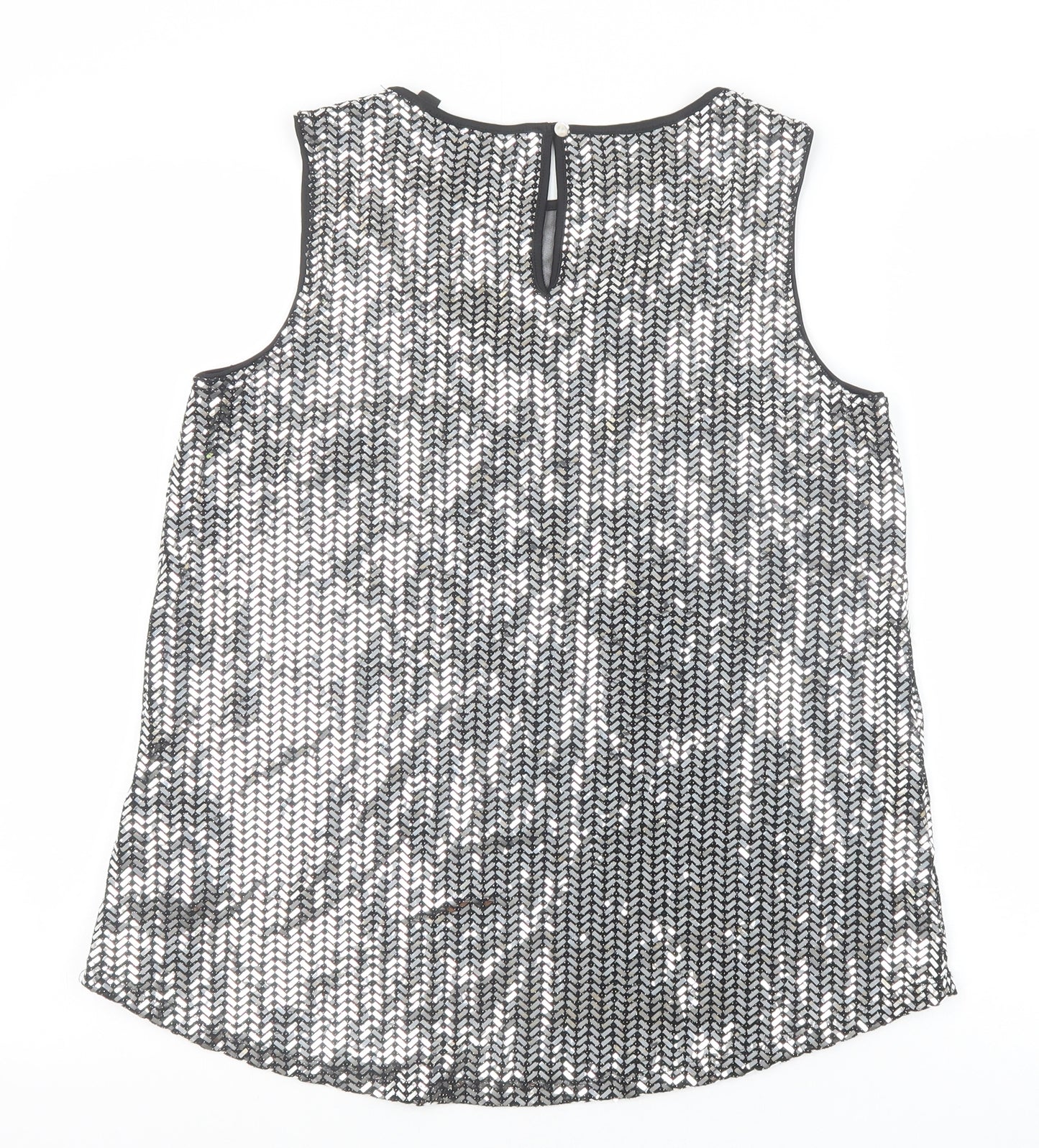 Dorothy Perkins Womens Silver Nylon Basic Tank Size 10 Round Neck