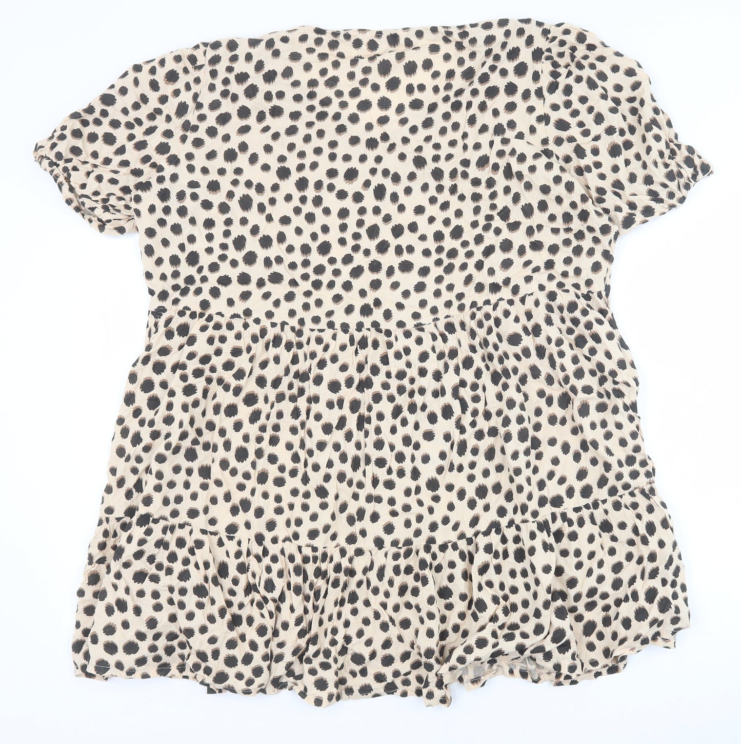 PEP&CO Womens Brown Geometric Viscose A-Line Size 14 V-Neck Pullover