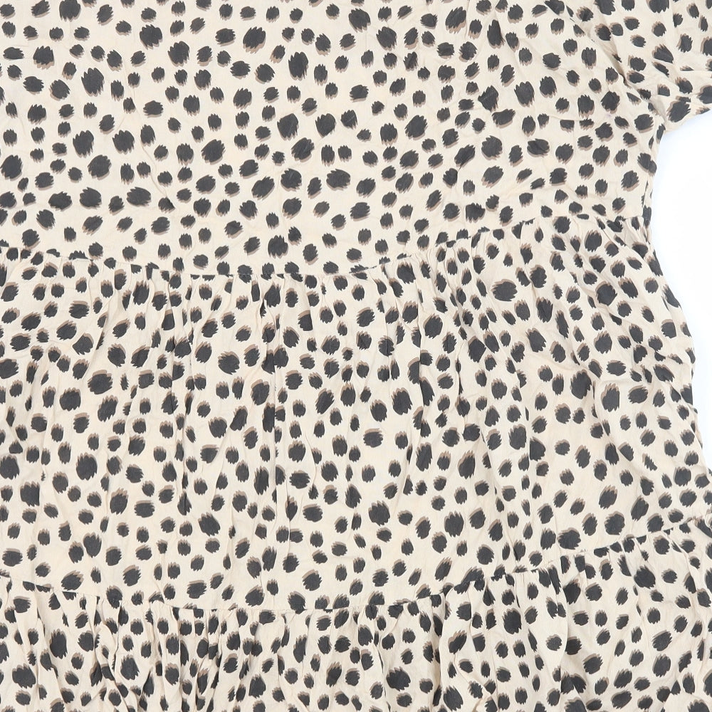 PEP&CO Womens Brown Geometric Viscose A-Line Size 14 V-Neck Pullover