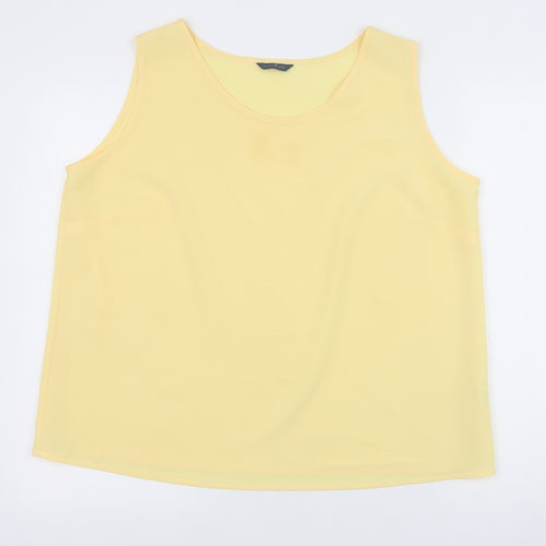 Debenhams Womens Yellow Polyester Basic Tank Size 14 Round Neck