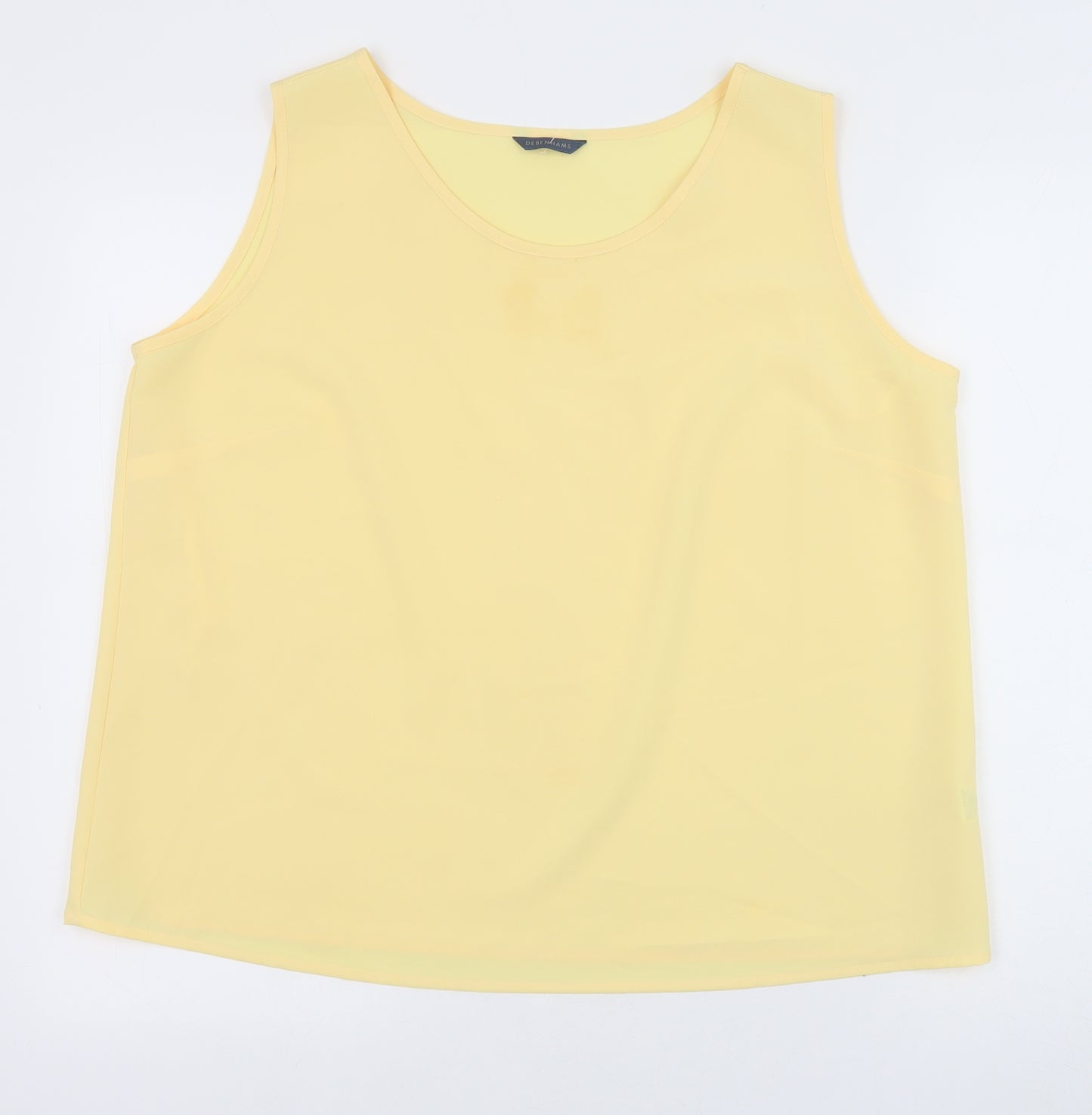 Debenhams Womens Yellow Polyester Basic Tank Size 14 Round Neck