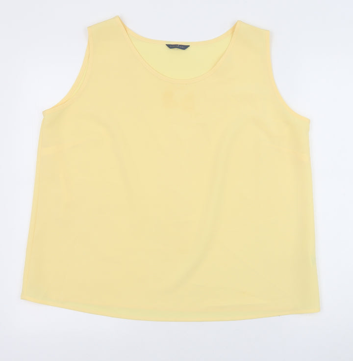 Debenhams Womens Yellow Polyester Basic Tank Size 14 Round Neck