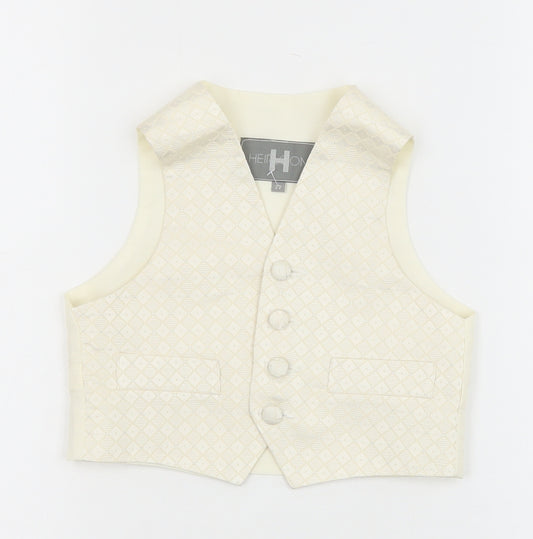 HEIRLOOM Boys Ivory Geometric Jacket Waistcoat Size 2-3 Years Button