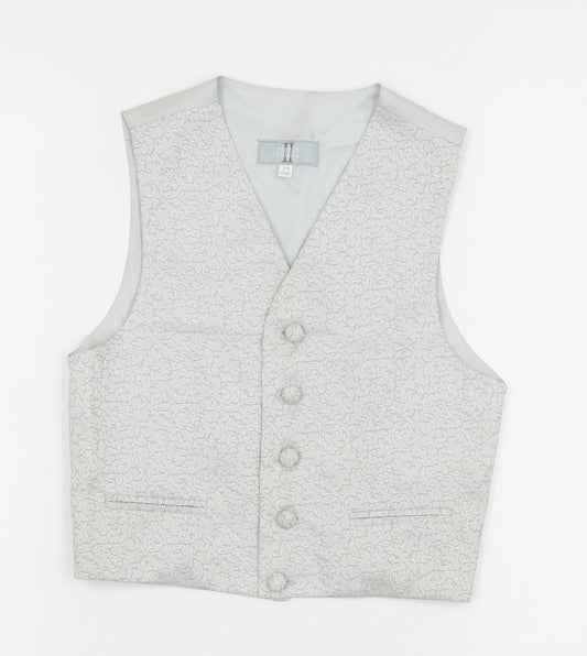 Pearce Fionda Boys Silver Geometric Jacket Waistcoat Size 5-6 Years Button