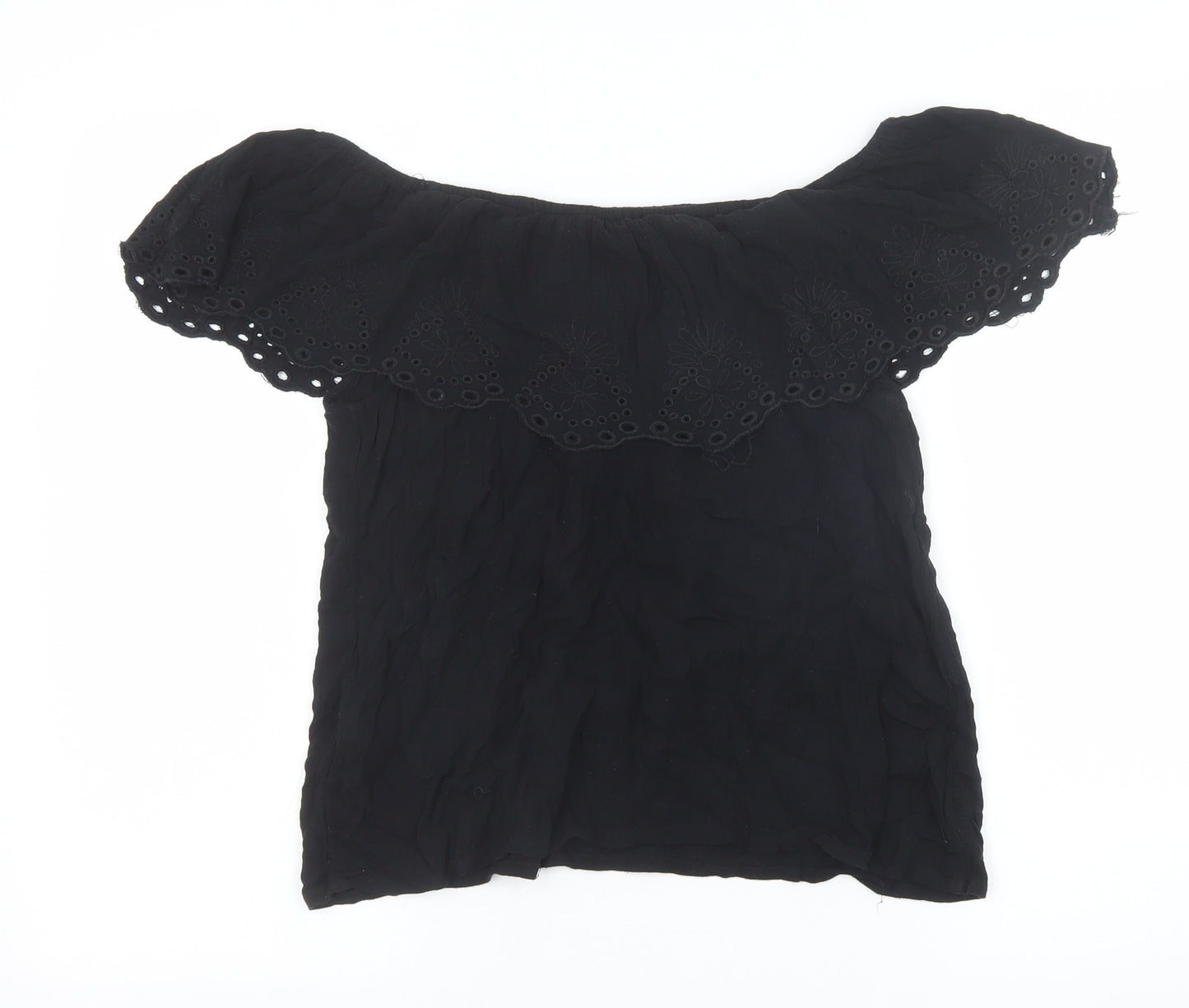 Superdry Womens Black Viscose Basic T-Shirt Size M Boat Neck