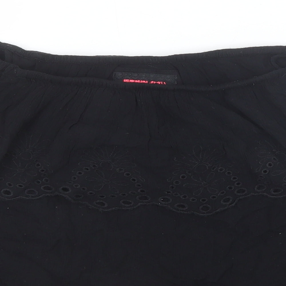 Superdry Womens Black Viscose Basic T-Shirt Size M Boat Neck