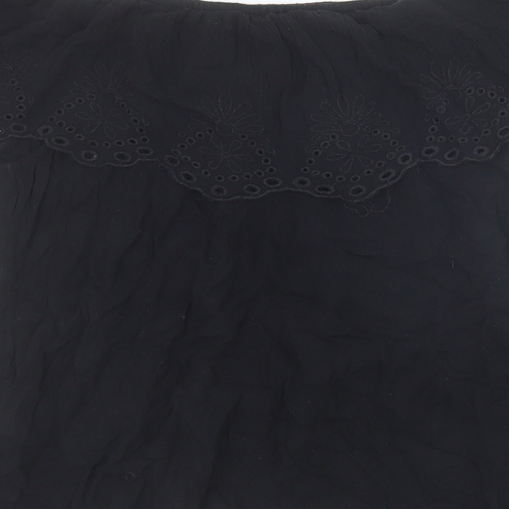 Superdry Womens Black Viscose Basic T-Shirt Size M Boat Neck