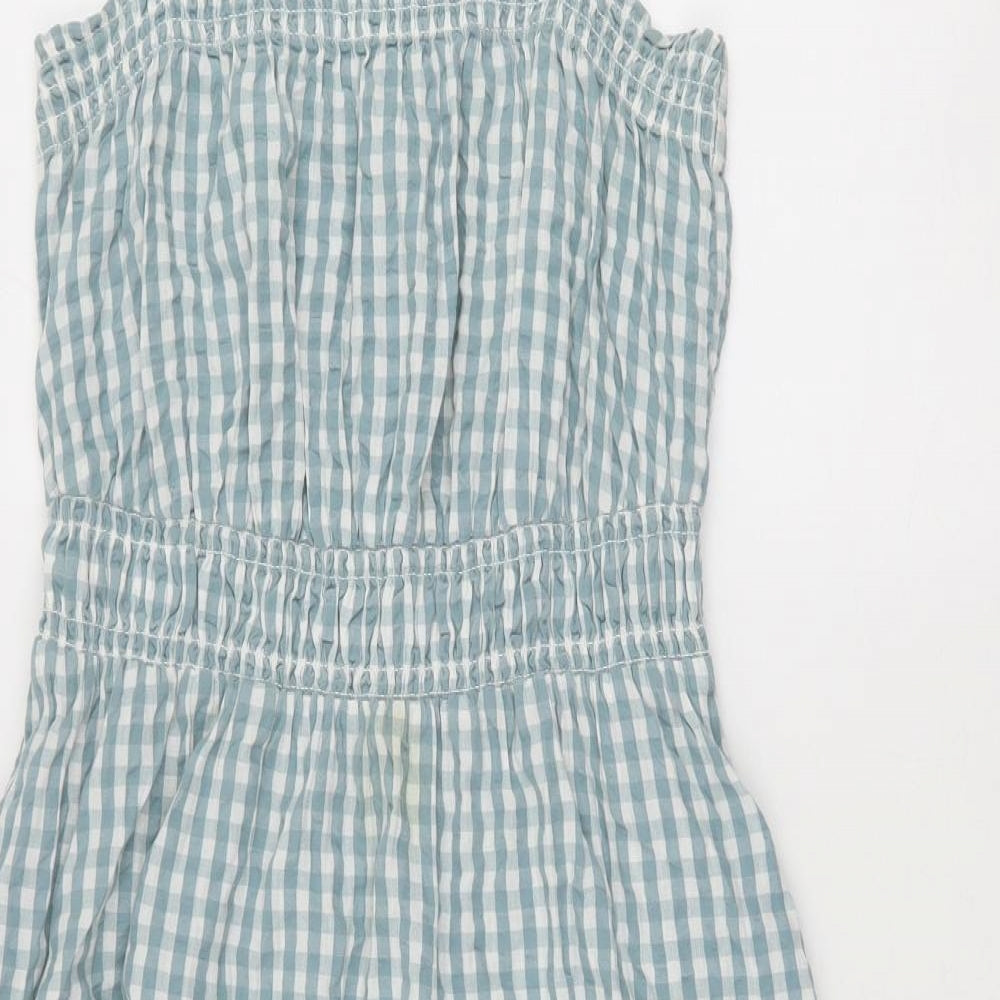 NEXT Womens Blue Check 100% Cotton A-Line Size 6 Square Neck Pullover