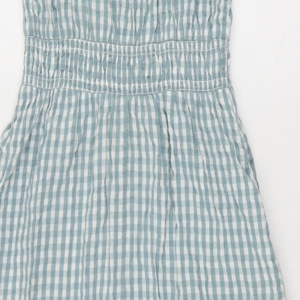 NEXT Womens Blue Check 100% Cotton A-Line Size 6 Square Neck Pullover