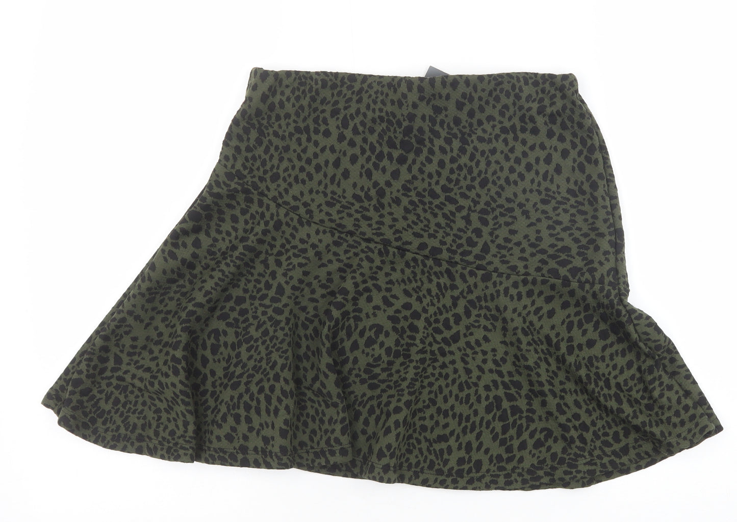 Primark Womens Green Animal Print Polyester Mini Skirt Size 8