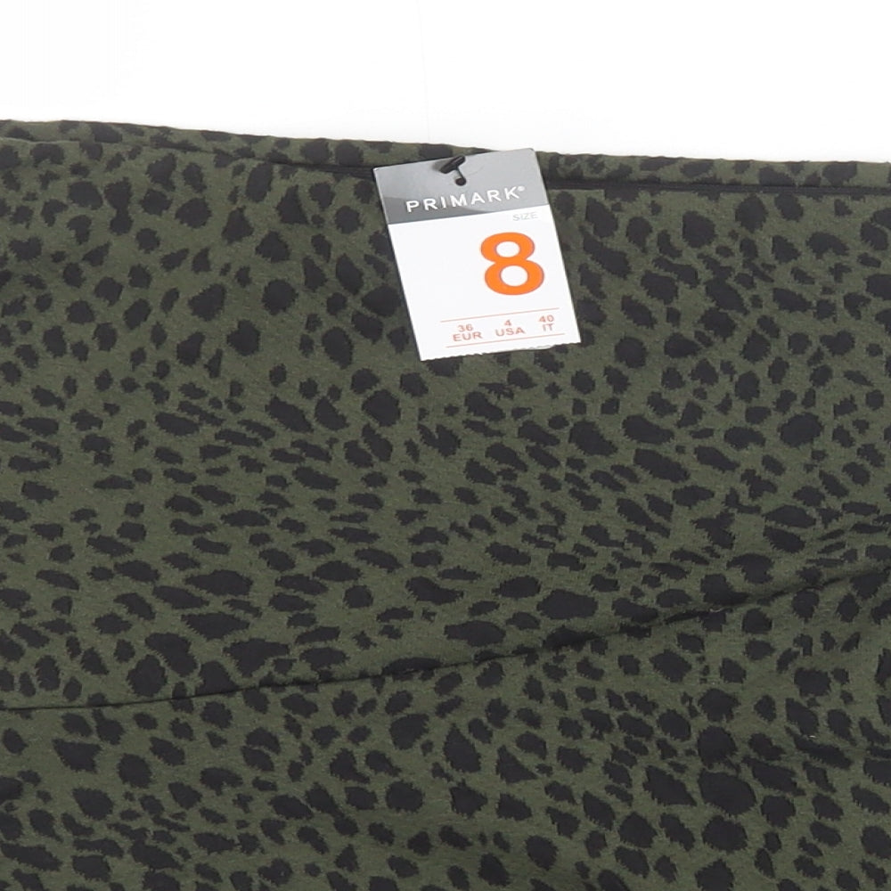 Primark Womens Green Animal Print Polyester Mini Skirt Size 8
