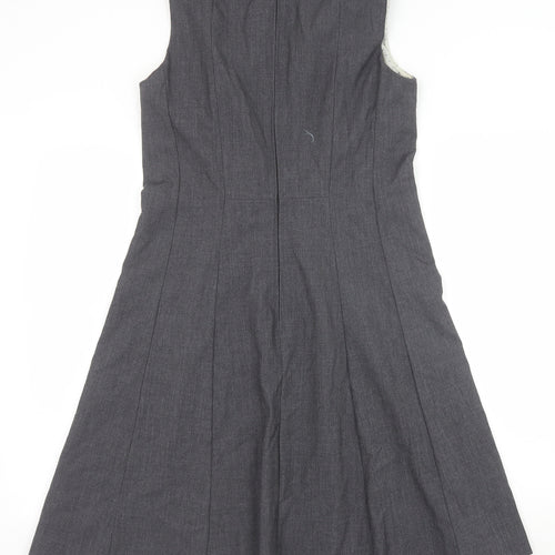 H&M Womens Grey Polyester A-Line Size 12 Boat Neck Zip