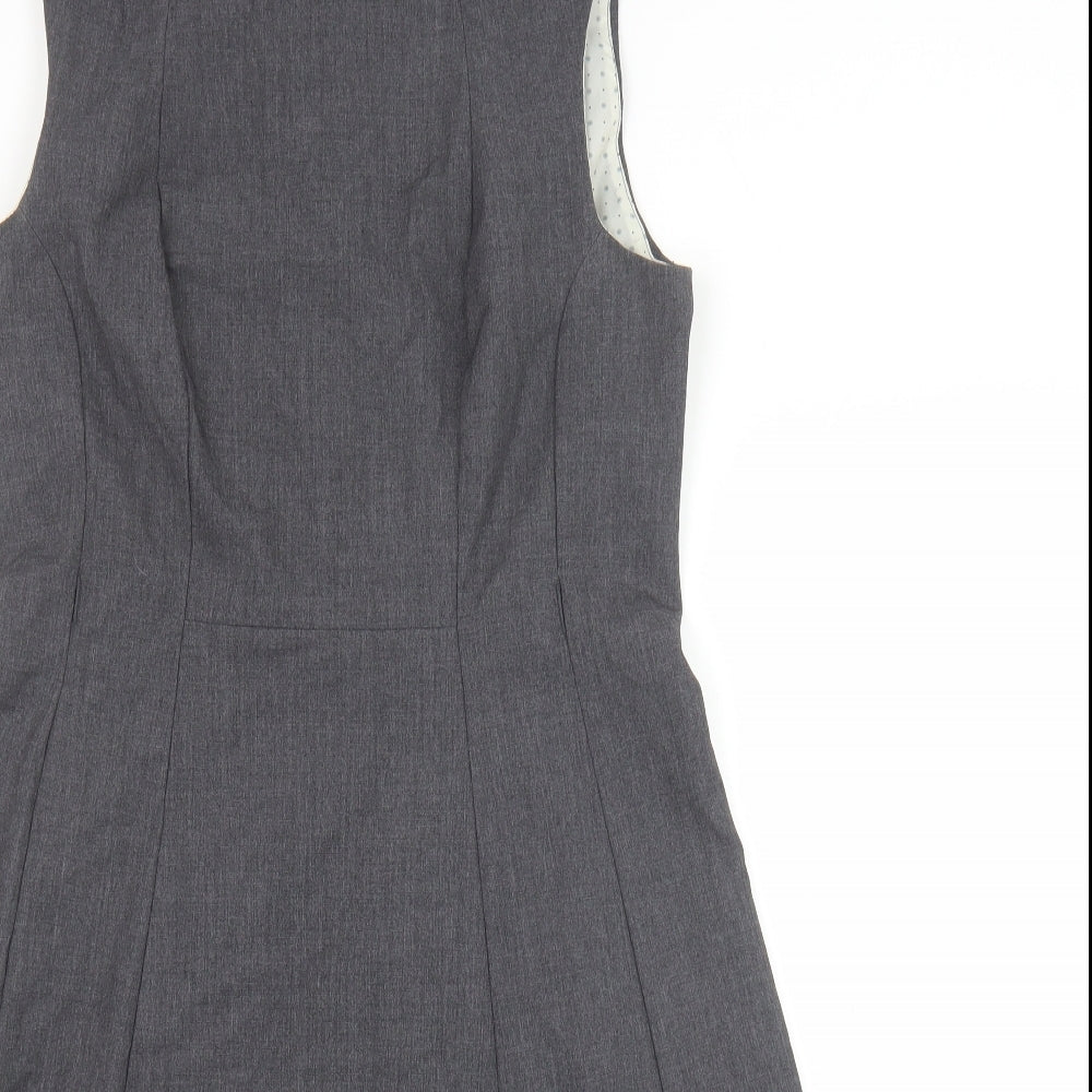 H&M Womens Grey Polyester A-Line Size 12 Boat Neck Zip