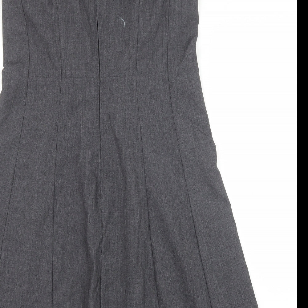 H&M Womens Grey Polyester A-Line Size 12 Boat Neck Zip