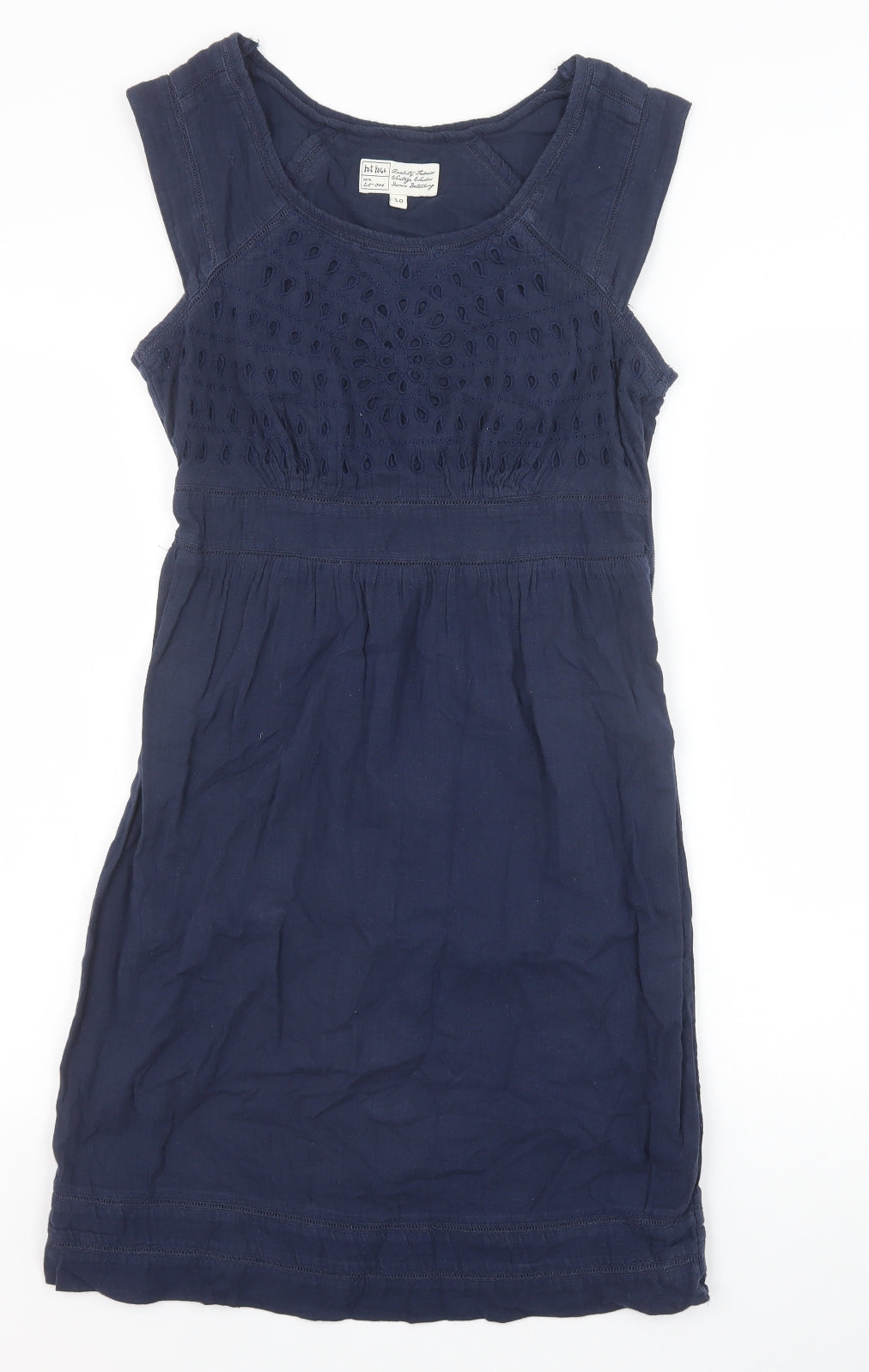 Fat Face Womens Blue 100% Cotton A-Line Size 10 Round Neck Zip