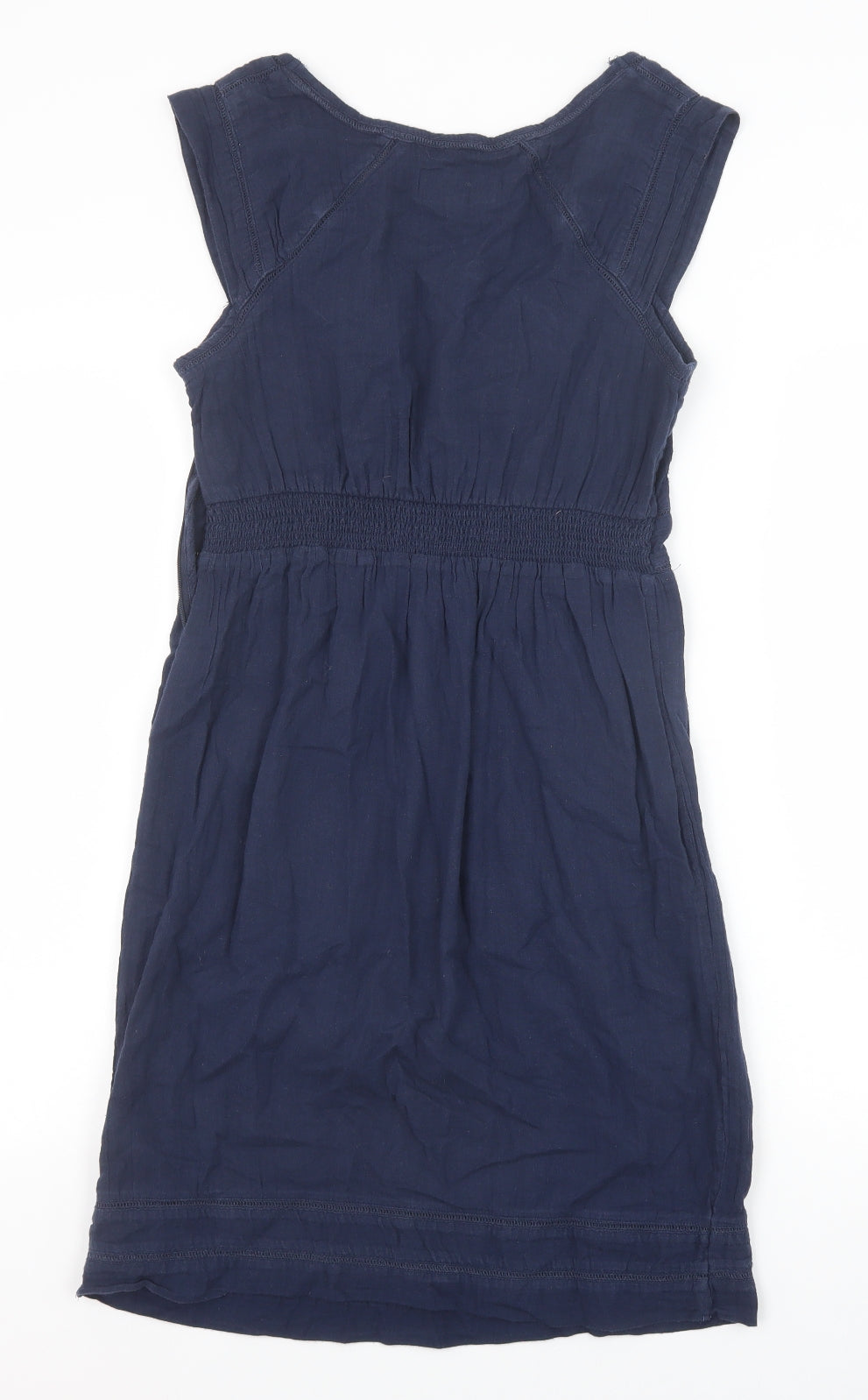 Fat Face Womens Blue 100% Cotton A-Line Size 10 Round Neck Zip