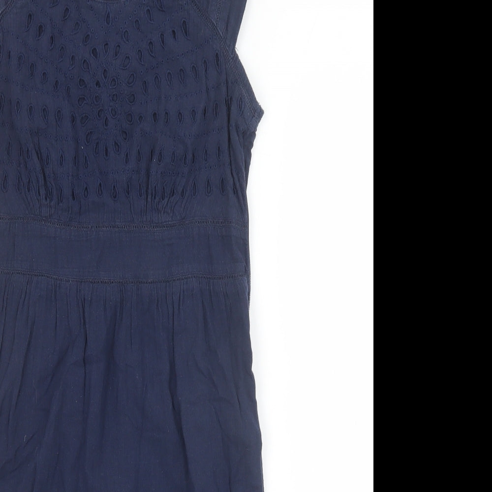 Fat Face Womens Blue 100% Cotton A-Line Size 10 Round Neck Zip