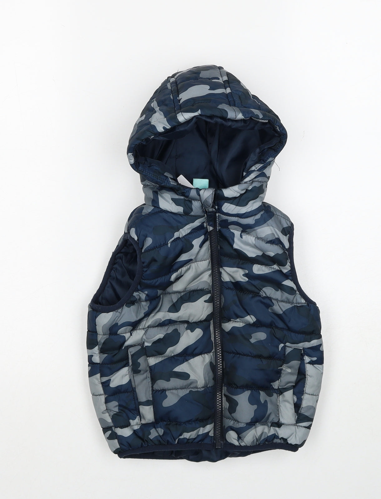 Little Kids Boys Blue Camouflage Gilet Jacket Size 3-4 Years Zip