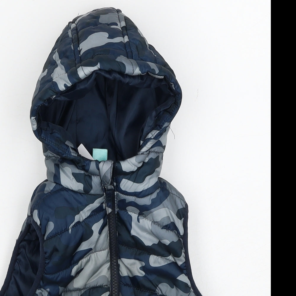 Little Kids Boys Blue Camouflage Gilet Jacket Size 3-4 Years Zip
