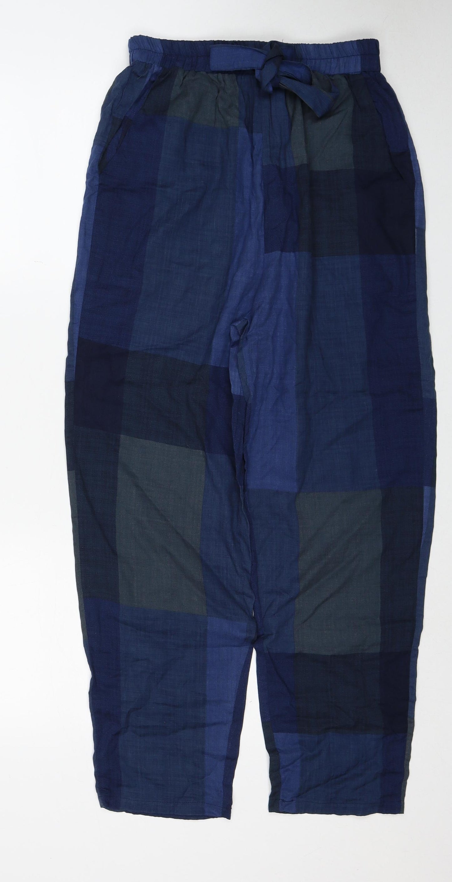 Zanzea Womens Blue Geometric Viscose Trousers Size M Regular Drawstring