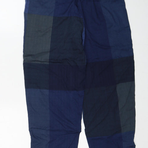 Zanzea Womens Blue Geometric Viscose Trousers Size M Regular Drawstring