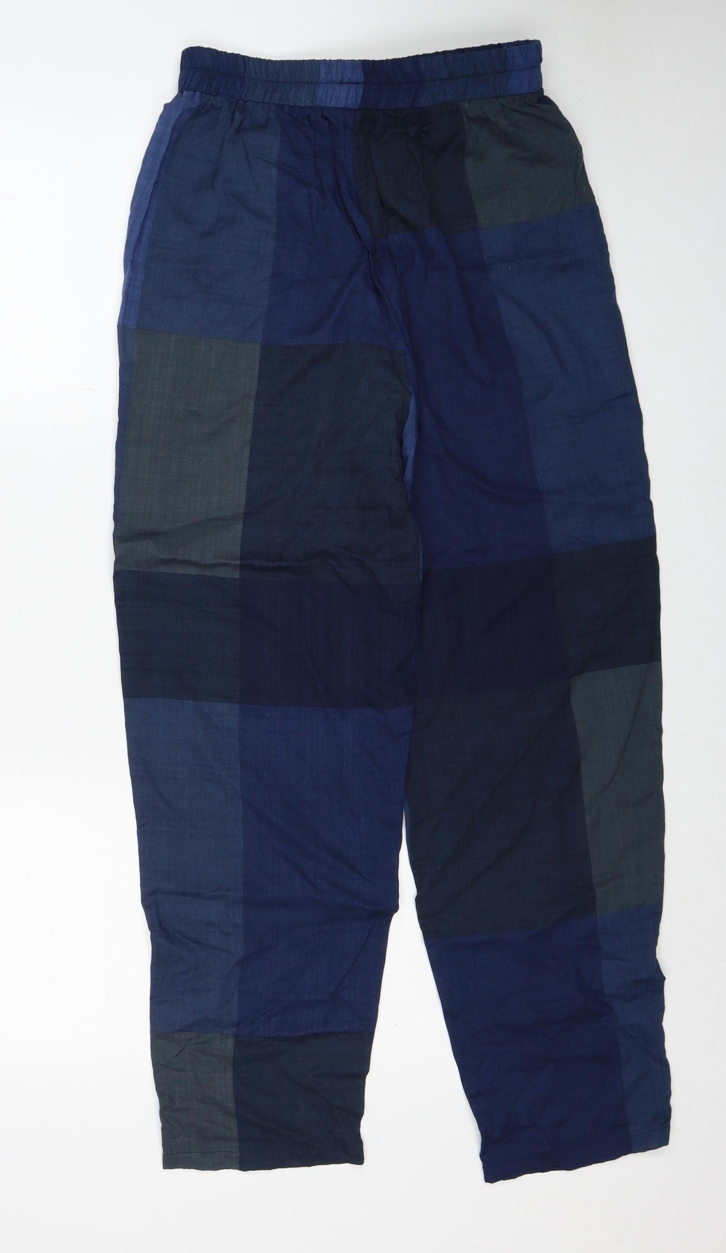 Zanzea Womens Blue Geometric Viscose Trousers Size M Regular Drawstring