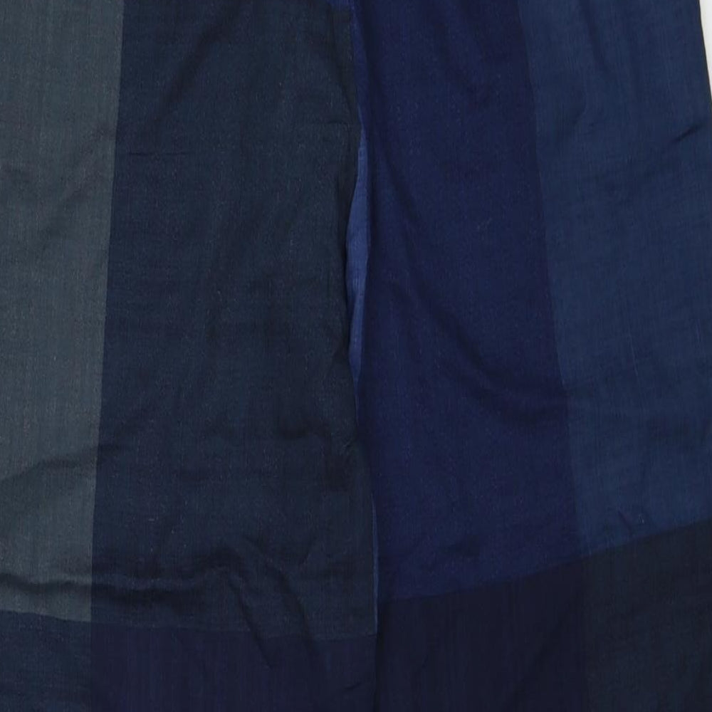 Zanzea Womens Blue Geometric Viscose Trousers Size M Regular Drawstring