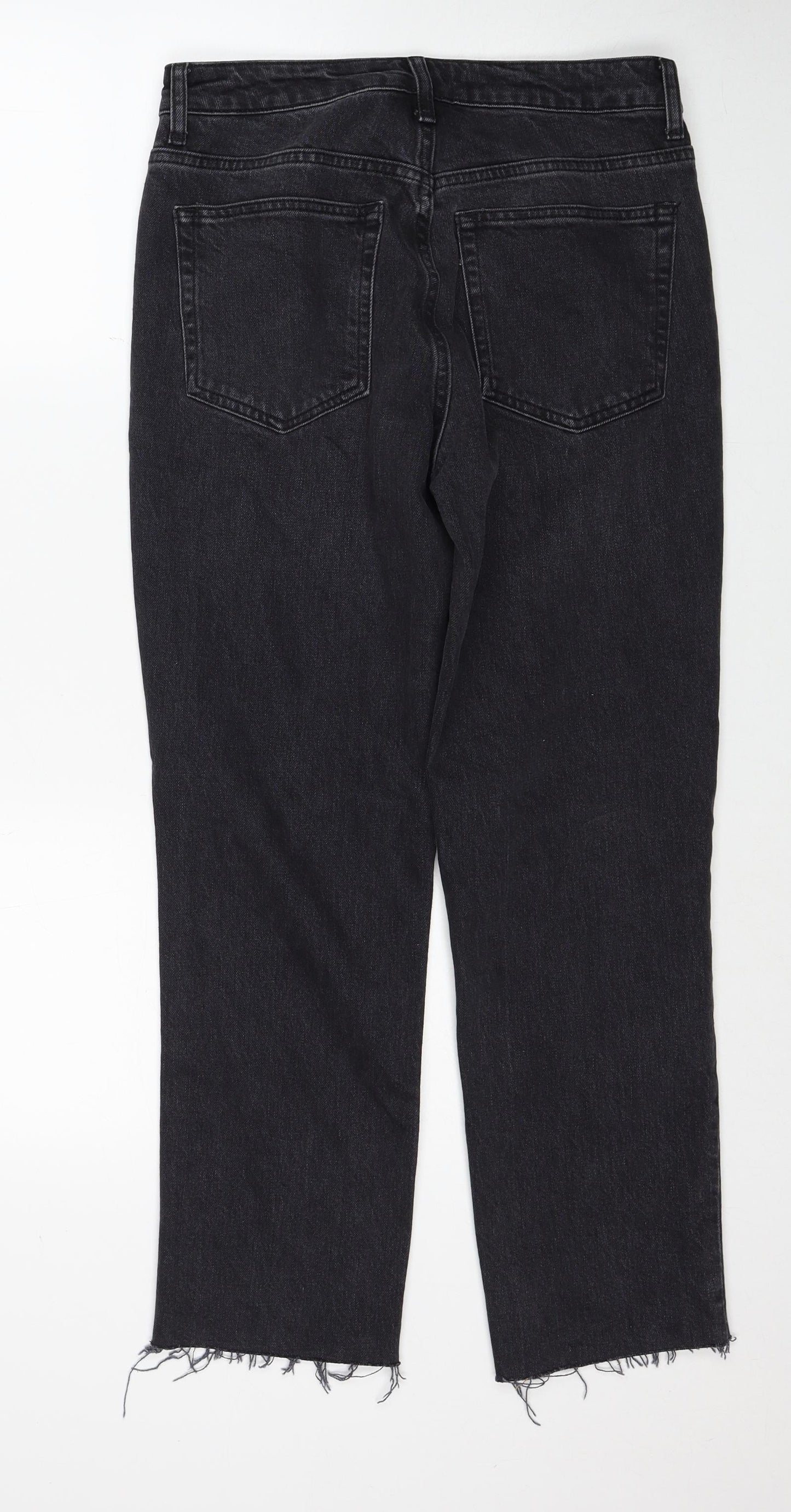 Topshop Womens Black Cotton Straight Jeans Size 30 in L32 in Regular Zip