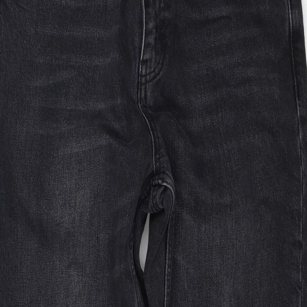 Topshop Womens Black Cotton Straight Jeans Size 30 in L32 in Regular Zip