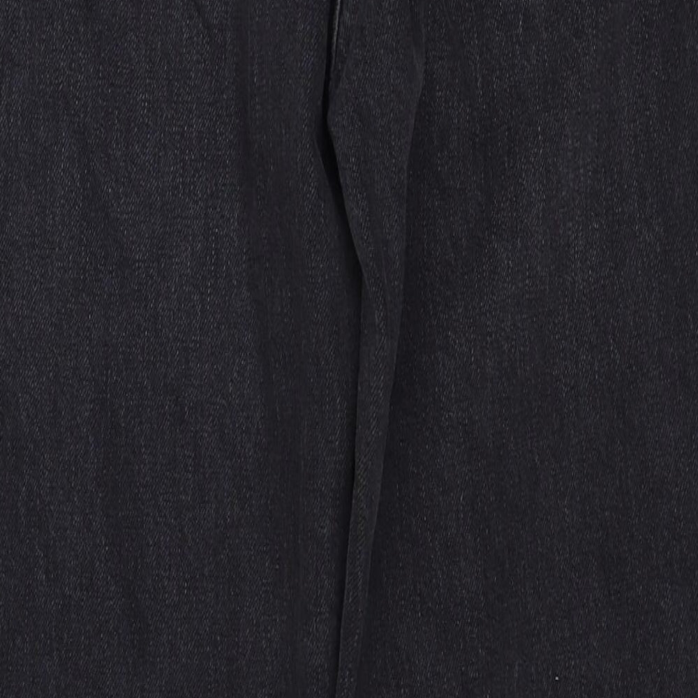 Topshop Womens Black Cotton Straight Jeans Size 30 in L32 in Regular Zip