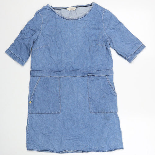 F&F Womens Blue Cotton A-Line Size 8 Round Neck Pullover