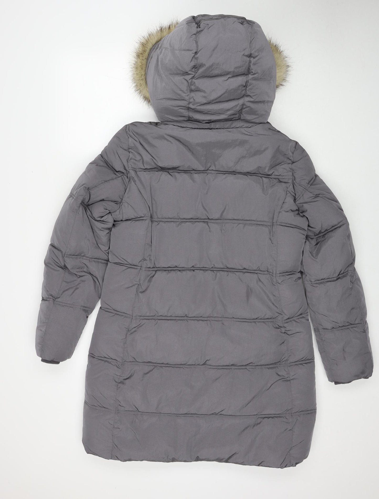 Marks and Spencer Womens Grey Puffer Jacket Coat Size 12 Zip