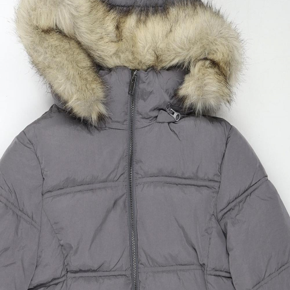 Marks and Spencer Womens Grey Puffer Jacket Coat Size 12 Zip