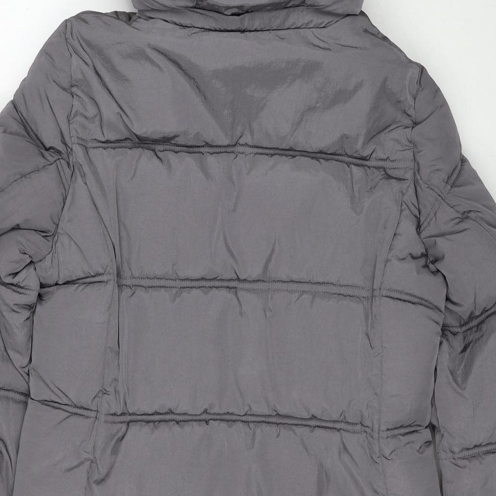 Marks and Spencer Womens Grey Puffer Jacket Coat Size 12 Zip