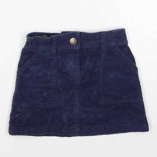 John Lewis Girls Blue Cotton A-Line Skirt Size 3 Years Regular Zip