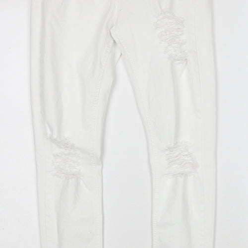 Sinners Womens White Cotton Skinny Jeans Size S Regular Zip