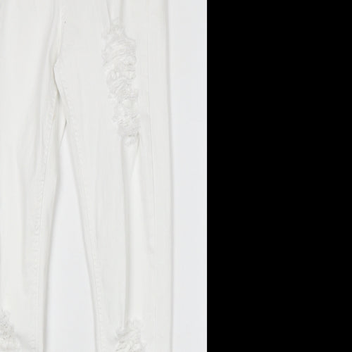 Sinners Womens White Cotton Skinny Jeans Size S Regular Zip