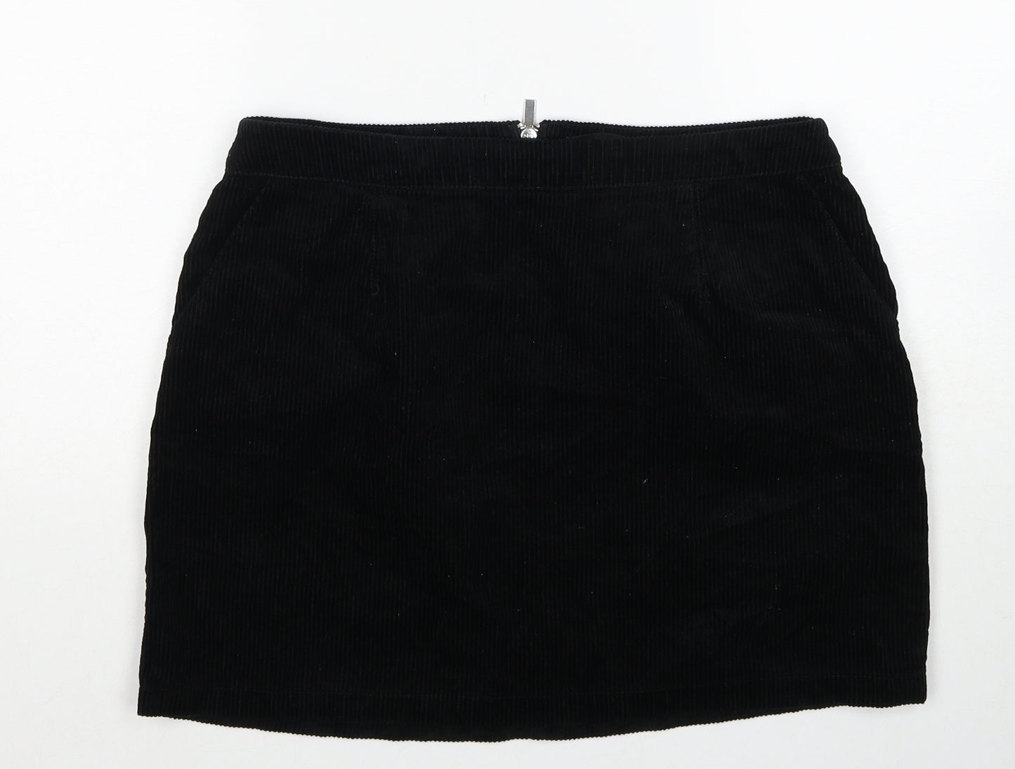 New Look Womens Black Cotton Mini Skirt Size 12 Zip