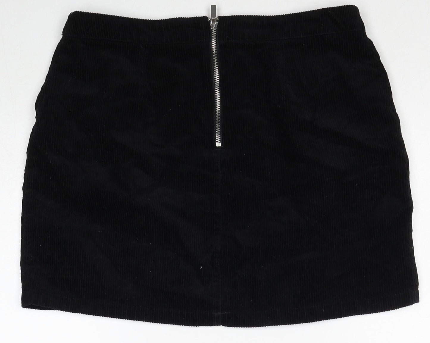 New Look Womens Black Cotton Mini Skirt Size 12 Zip