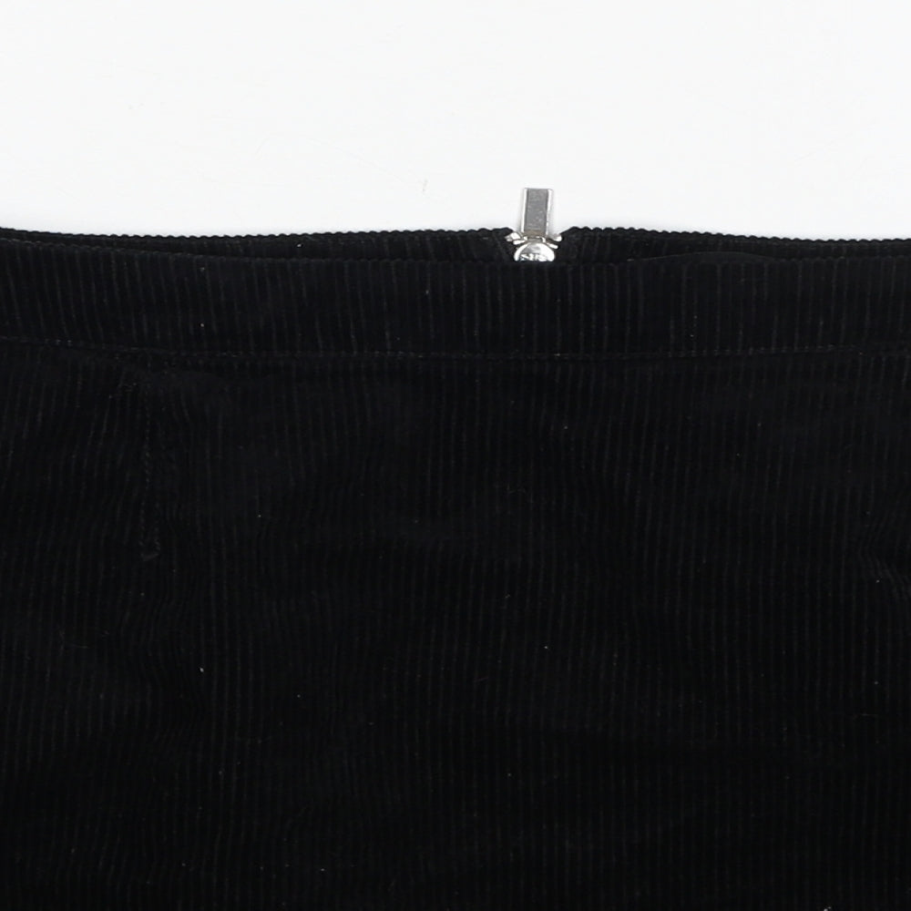New Look Womens Black Cotton Mini Skirt Size 12 Zip
