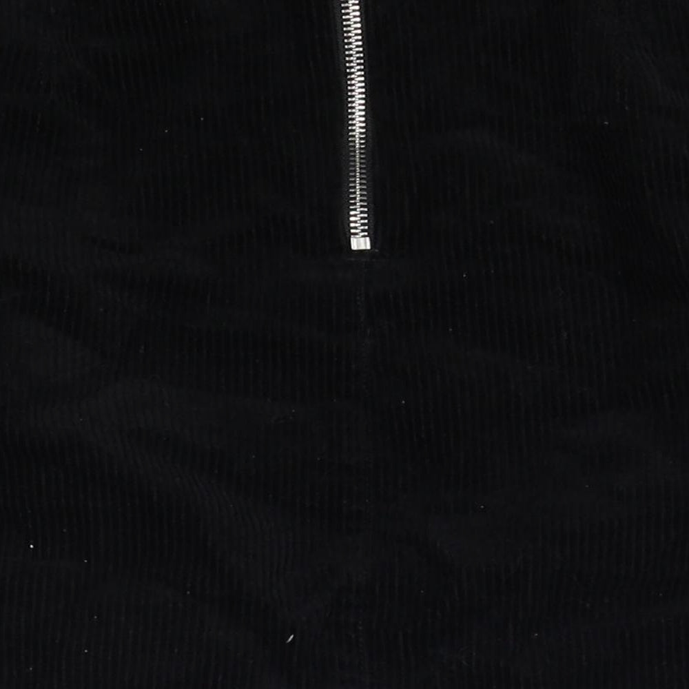 New Look Womens Black Cotton Mini Skirt Size 12 Zip