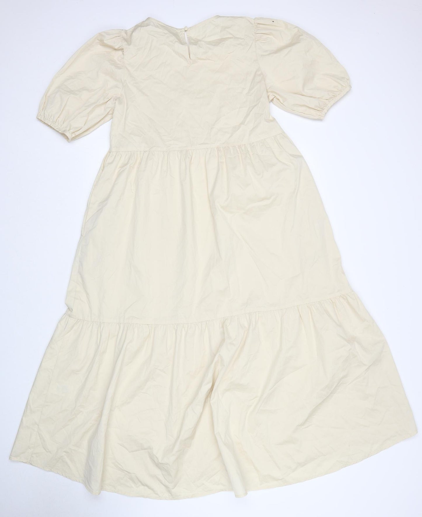 Seed Heritage Womens Beige Cotton A-Line Size 8 Round Neck Button