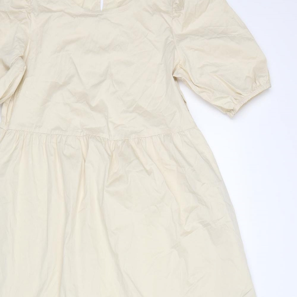 Seed Heritage Womens Beige Cotton A-Line Size 8 Round Neck Button