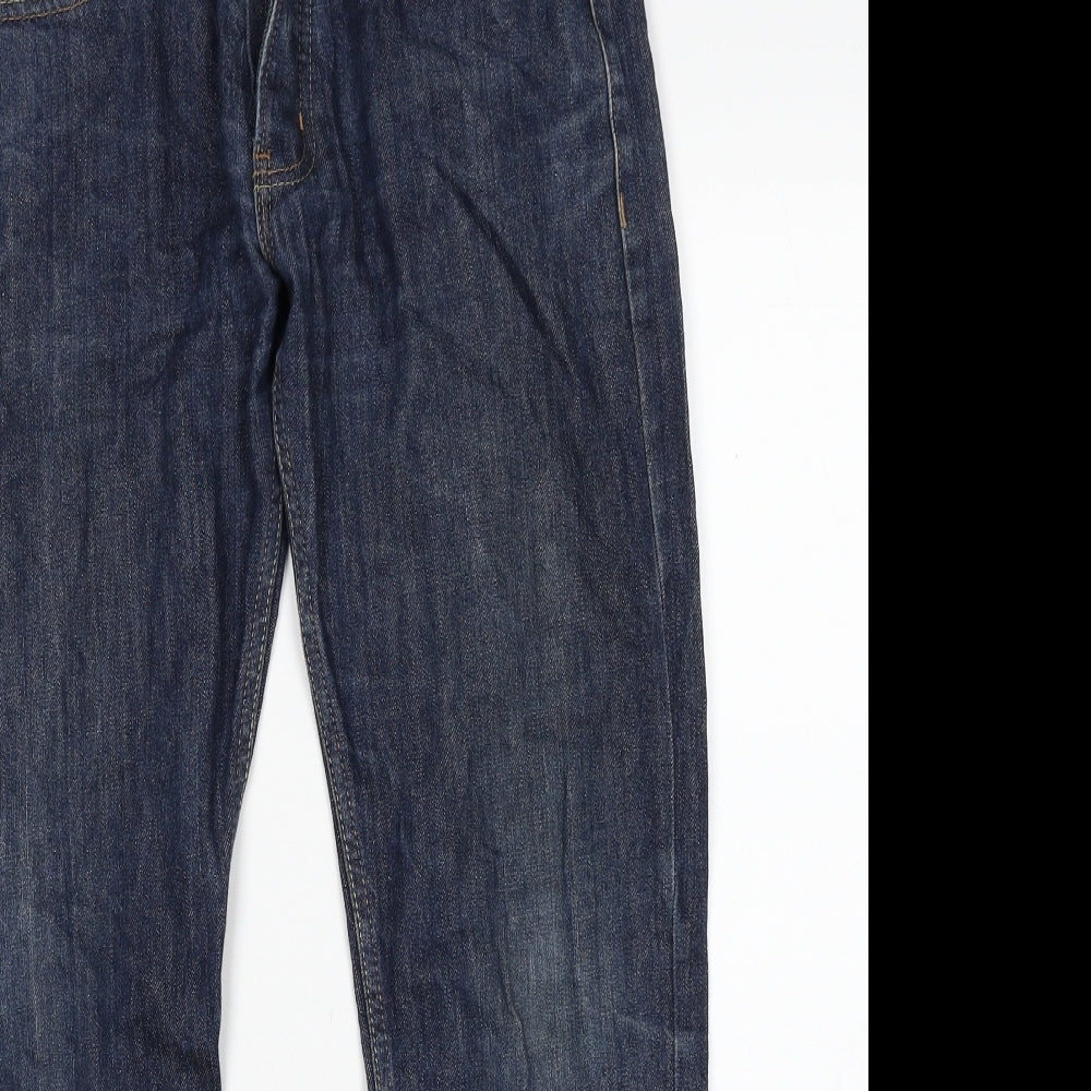 Topman Mens Blue Cotton Straight Jeans Size 32 in Slim Zip