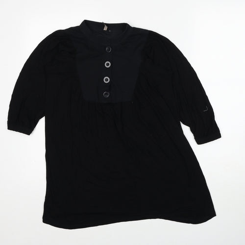 Topshop Womens Black Viscose Basic T-Shirt Size 6 Round Neck