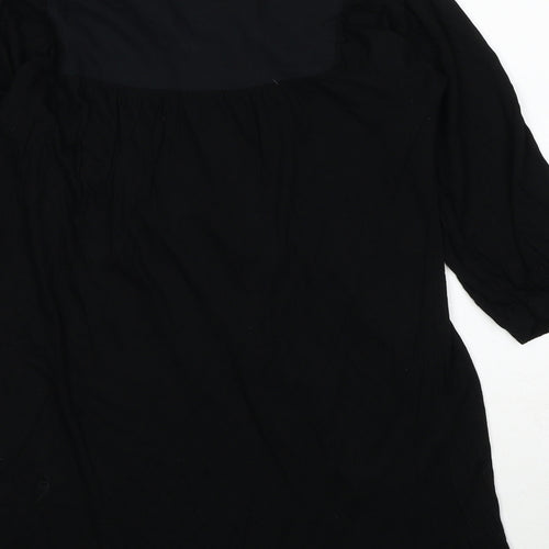 Topshop Womens Black Viscose Basic T-Shirt Size 6 Round Neck